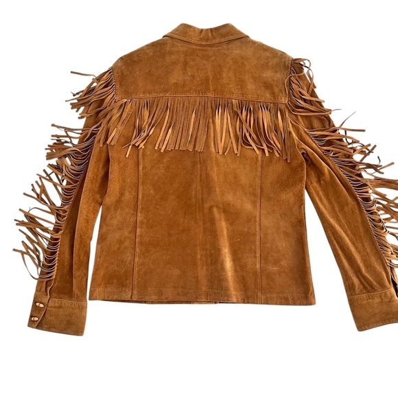 Ralph Lauren suede Jacket Fringe RARE Western size M toggle bone buttons - Picture 3 of 16